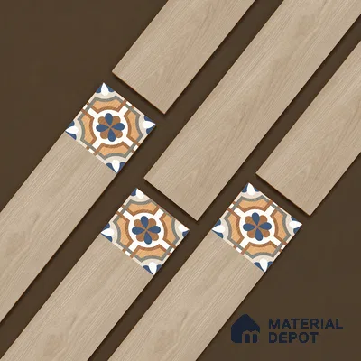 Wooden Look Floor Tile TL 10888 Parquet Natural Decore 4 ft x 8 inc Fusion Finish Vitrified Tile - 9 mm | 6 Random Design | Suitable For Living Room, Bedroom & Dining Area | 2-3 mm Spacer is Mandatory