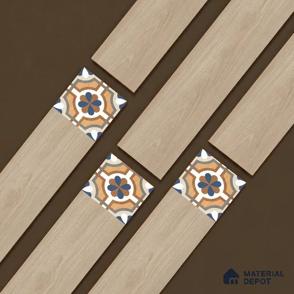 Wooden Look Floor Tile TL 10888 Parquet Natural Decore 4 ft x 8 inc Fusion Finish Vitrified Tile - 9 mm | 6 Random Design | Suitable For Living Room, Bedroom & Dining Area | 2-3 mm Spacer is Mandatory