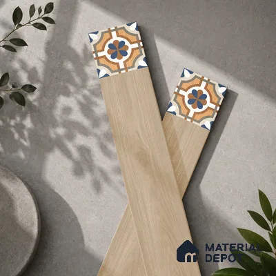 Wooden Look Floor Tile TL 10888 Parquet Natural Decore 4 ft x 8 inc Fusion Finish Vitrified Tile - 9 mm | 6 Random Design | Suitable For Living Room, Bedroom & Dining Area | 2-3 mm Spacer is Mandatory