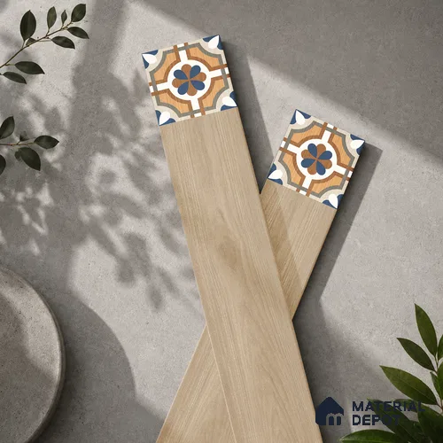 Wooden Look Floor Tile TL 10888 Parquet Natural Decore 4 ft x 8 inc Fusion Finish Vitrified Tile - 9 mm | 6 Random Design | Suitable For Living Room, Bedroom & Dining Area | 2-3 mm Spacer is Mandatory