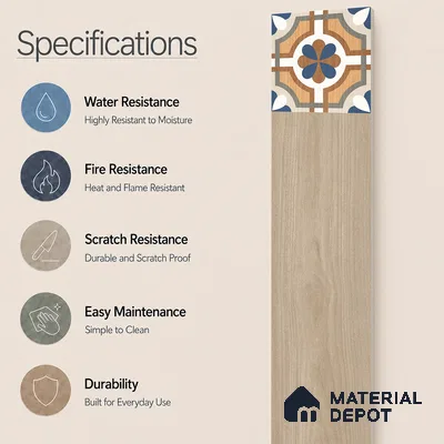 Wooden Look Floor Tile TL 10888 Parquet Natural Decore 4 ft x 8 inc Fusion Finish Vitrified Tile - 9 mm | 6 Random Design | Suitable For Living Room, Bedroom & Dining Area | 2-3 mm Spacer is Mandatory