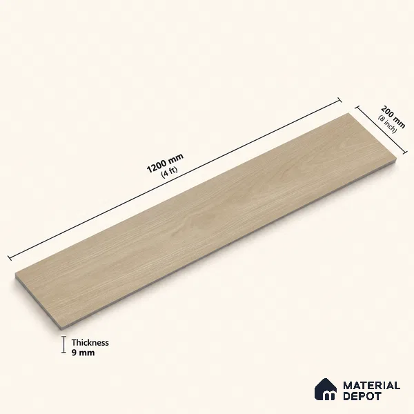 Wooden Look Floor Tile TL 10888 B Parquet Natural 4 ft x 8 inc Matte Finish Vitrified Tile - 9 mm | 6 Random Design | Suitable For Living Room, Bedroom & Dining Area | 2-3 mm Spacer is Mandatory