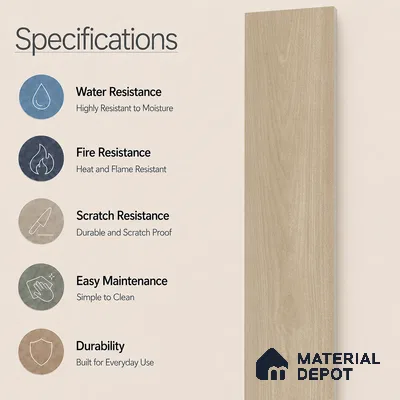 Wooden Look Floor Tile TL 10888 B Parquet Natural 4 ft x 8 inc Matte Finish Vitrified Tile - 9 mm | 6 Random Design | Suitable For Living Room, Bedroom & Dining Area | 2-3 mm Spacer is Mandatory