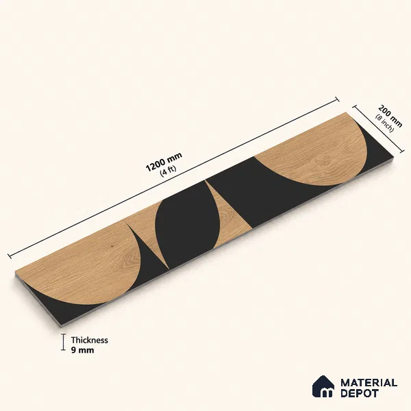 Wooden Look Floor Tile TL 10889 Blonde Wood Decore 4 ft x 8 inc Fusion Finish Vitrified Tile - 9 mm | 4 Random Design | Suitable For Living Room, Bedroom & Dining Area | 2-3 mm Spacer is Mandatory
