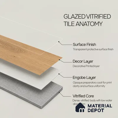 Wooden Look Floor Tile TL 10889 B Blonde Wood 4 ft x 8 inc Matte Finish Vitrified Tile - 9 mm | 8 Random Design | Suitable For Living Room, Bedroom & Dining Area | 2-3 mm Spacer is Mandatory