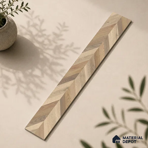 Wooden Look Floor Tile TL 10890 Axilam Wood Beige 4 ft x 8 inc Matte Finish Vitrified Tile - 9 mm | 5 Random Design | Suitable For Living Room, Bedroom & Dining Area | 2-3 mm Spacer is Mandatory