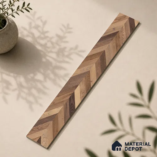 Wooden Look Floor Tile TL 10890 B Axilam Wood Brown 4 ft x 8 inc Matte Finish Vitrified Tile - 9 mm | 5 Random Design | Suitable For Living Room, Bedroom & Dining Area | 2-3 mm Spacer is Mandatory