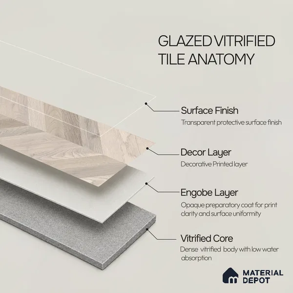 Wooden Look Floor Tile TL 10890 C Axilam Wood Pearl 4 ft x 8 inc Matte Finish Vitrified Tile - 9 mm | 5 Random Design | Suitable For Living Room, Bedroom & Dining Area | 2-3 mm Spacer is Mandatory