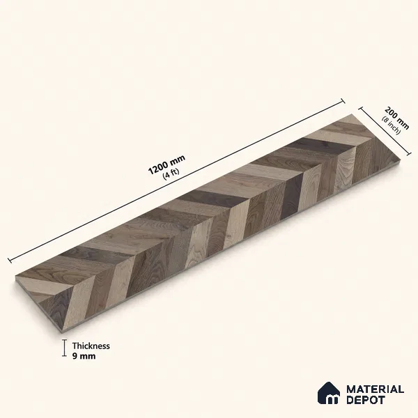 Wooden Look Floor Tile TL 10890 D Axilam Wood Choco 4 ft x 8 inc Matte Finish Vitrified Tile - 9 mm | 5 Random Design | Suitable For Living Room, Bedroom & Dining Area | 2-3 mm Spacer is Mandatory
