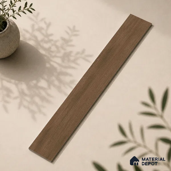 Wooden Look Floor Tile TL 10891 Sandle Wood Choco 4 ft x 8 inc Matte Finish Vitrified Tile - 9 mm | 8 Random Design | Suitable For Living Room, Bedroom & Dining Area | 2-3 mm Spacer is Mandatory