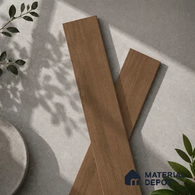 Wooden Look Floor Tile TL 10891 Sandle Wood Choco 4 ft x 8 inc Matte Finish Vitrified Tile - 9 mm | 8 Random Design | Suitable For Living Room, Bedroom & Dining Area | 2-3 mm Spacer is Mandatory
