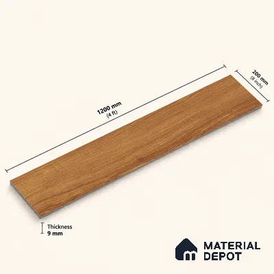 Wooden Look Floor Tile TL 10891 B Sandle Wood Peru 4 ft x 8 inc Matte Finish Vitrified Tile - 9 mm | 8 Random Design | Suitable For Living Room, Bedroom & Dining Area | 2-3 mm Spacer is Mandatory