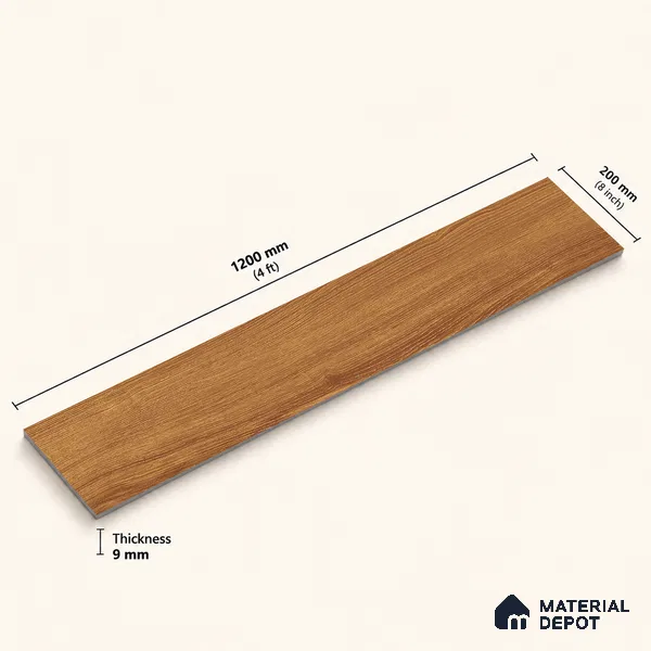 Wooden Look Floor Tile TL 10891 B Sandle Wood Peru 4 ft x 8 inc Matte Finish Vitrified Tile - 9 mm | 8 Random Design | Suitable For Living Room, Bedroom & Dining Area | 2-3 mm Spacer is Mandatory