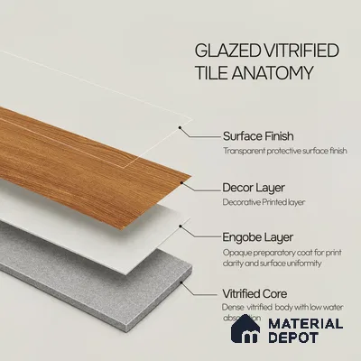 Wooden Look Floor Tile TL 10891 B Sandle Wood Peru 4 ft x 8 inc Matte Finish Vitrified Tile - 9 mm | 8 Random Design | Suitable For Living Room, Bedroom & Dining Area | 2-3 mm Spacer is Mandatory