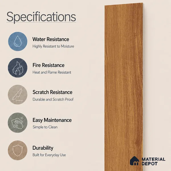 Wooden Look Floor Tile TL 10891 B Sandle Wood Peru 4 ft x 8 inc Matte Finish Vitrified Tile - 9 mm | 8 Random Design | Suitable For Living Room, Bedroom & Dining Area | 2-3 mm Spacer is Mandatory