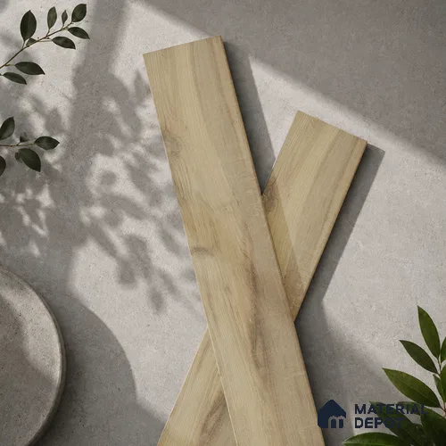 Wooden Look Floor Tile TL 10892 Elango Wood Camel 4 ft x 8 inc Matte Finish Vitrified Tile - 9 mm | 7 Random Design | Suitable For Living Room, Bedroom & Dining Area | 2-3 mm Spacer is Mandatory