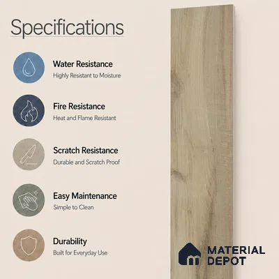 Wooden Look Floor Tile TL 10892 Elango Wood Camel 4 ft x 8 inc Matte Finish Vitrified Tile - 9 mm | 7 Random Design | Suitable For Living Room, Bedroom & Dining Area | 2-3 mm Spacer is Mandatory