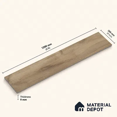 Wooden Look Floor Tile TL 10892 B Elango Wood Brown 4 ft x 8 inc Matte Finish Vitrified Tile - 9 mm | 7 Random Design | Suitable For Living Room, Bedroom & Dining Area | 2-3 mm Spacer is Mandatory