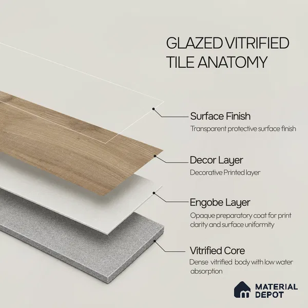Wooden Look Floor Tile TL 10892 B Elango Wood Brown 4 ft x 8 inc Matte Finish Vitrified Tile - 9 mm | 7 Random Design | Suitable For Living Room, Bedroom & Dining Area | 2-3 mm Spacer is Mandatory