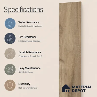 Wooden Look Floor Tile TL 10892 B Elango Wood Brown 4 ft x 8 inc Matte Finish Vitrified Tile - 9 mm | 7 Random Design | Suitable For Living Room, Bedroom & Dining Area | 2-3 mm Spacer is Mandatory