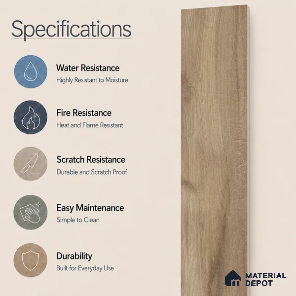 Wooden Look Floor Tile TL 10892 B Elango Wood Brown 4 ft x 8 inc Matte Finish Vitrified Tile - 9 mm | 7 Random Design | Suitable For Living Room, Bedroom & Dining Area | 2-3 mm Spacer is Mandatory