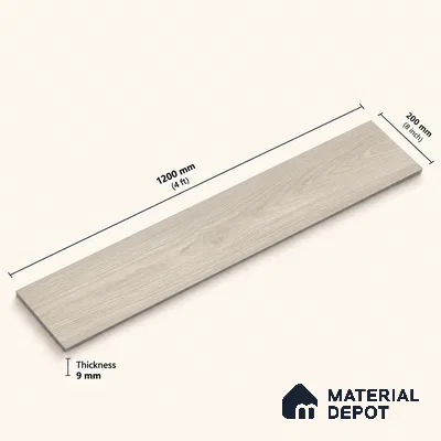 Wooden Look Floor Tile TL 10893 Canary Wood Silver 4 ft x 8 inc Matte Finish Vitrified Tile - 9 mm | 6 Random Design | Suitable For Living Room, Bedroom & Dining Area | 2-3 mm Spacer is Mandatory