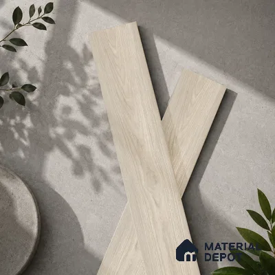 Wooden Look Floor Tile TL 10893 Canary Wood Silver 4 ft x 8 inc Matte Finish Vitrified Tile - 9 mm | 6 Random Design | Suitable For Living Room, Bedroom & Dining Area | 2-3 mm Spacer is Mandatory