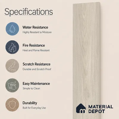 Wooden Look Floor Tile TL 10893 Canary Wood Silver 4 ft x 8 inc Matte Finish Vitrified Tile - 9 mm | 6 Random Design | Suitable For Living Room, Bedroom & Dining Area | 2-3 mm Spacer is Mandatory