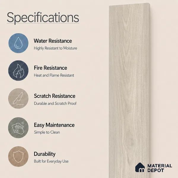 Wooden Look Floor Tile TL 10893 Canary Wood Silver 4 ft x 8 inc Matte Finish Vitrified Tile - 9 mm | 6 Random Design | Suitable For Living Room, Bedroom & Dining Area | 2-3 mm Spacer is Mandatory