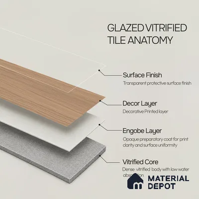 Wooden Look Floor Tile TL 10894 Skewed Wood Natural 4 ft x 8 inc Matte Finish Vitrified Tile - 9 mm | 4 Random Design | Suitable For Living Room, Bedroom & Dining Area | 2-3 mm Spacer is Mandatory