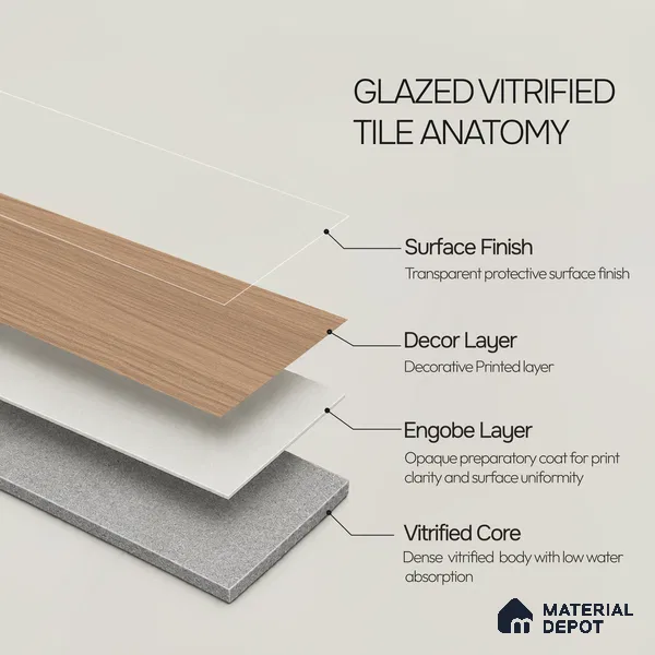 Wooden Look Floor Tile TL 10894 Skewed Wood Natural 4 ft x 8 inc Matte Finish Vitrified Tile - 9 mm | 4 Random Design | Suitable For Living Room, Bedroom & Dining Area | 2-3 mm Spacer is Mandatory