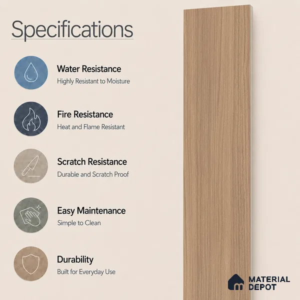 Wooden Look Floor Tile TL 10894 Skewed Wood Natural 4 ft x 8 inc Matte Finish Vitrified Tile - 9 mm | 4 Random Design | Suitable For Living Room, Bedroom & Dining Area | 2-3 mm Spacer is Mandatory