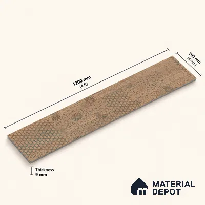 Wooden Look Floor Tile TL 10894 B Skewed Wood Natural Decor 4 ft x 8 inc Matte Finish Vitrified Tile - 9 mm | 4 Random Design | Suitable For Living Room, Bedroom & Dining Area | 2-3 mm Spacer is Mandatory