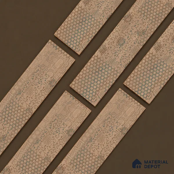Wooden Look Floor Tile TL 10894 B Skewed Wood Natural Decor 4 ft x 8 inc Matte Finish Vitrified Tile - 9 mm | 4 Random Design | Suitable For Living Room, Bedroom & Dining Area | 2-3 mm Spacer is Mandatory