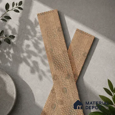 Wooden Look Floor Tile TL 10894 B Skewed Wood Natural Decor 4 ft x 8 inc Matte Finish Vitrified Tile - 9 mm | 4 Random Design | Suitable For Living Room, Bedroom & Dining Area | 2-3 mm Spacer is Mandatory