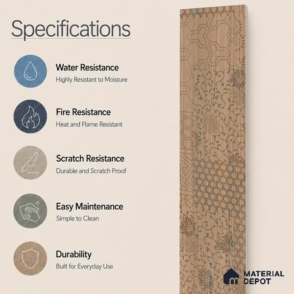 Wooden Look Floor Tile TL 10894 B Skewed Wood Natural Decor 4 ft x 8 inc Matte Finish Vitrified Tile - 9 mm | 4 Random Design | Suitable For Living Room, Bedroom & Dining Area | 2-3 mm Spacer is Mandatory