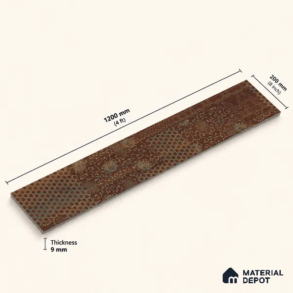 Wooden Look Floor Tile TL 10894 D Skewed Wood Wenge Decor 4 ft x 8 inc Matte Finish Vitrified Tile - 9 mm | 4 Random Design | Suitable For Living Room, Bedroom & Dining Area | 2-3 mm Spacer is Mandatory