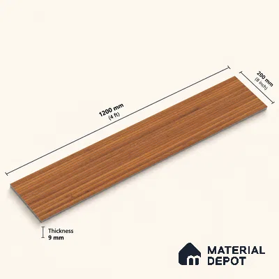 Wooden Look Floor Tile TL 10895 Striated Wood Brown 4 ft x 8 inc Matte Finish Vitrified Tile - 9 mm | 5 Random Design | Suitable For Living Room, Bedroom & Dining Area | 2-3 mm Spacer is Mandatory