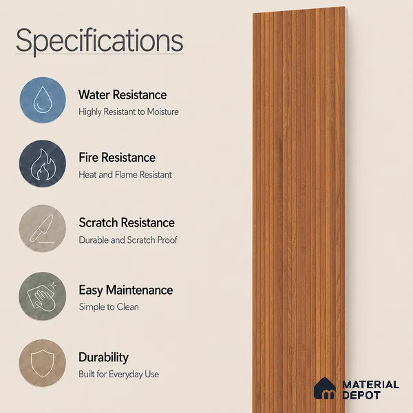 Wooden Look Floor Tile TL 10895 Striated Wood Brown 4 ft x 8 inc Matte Finish Vitrified Tile - 9 mm | 5 Random Design | Suitable For Living Room, Bedroom & Dining Area | 2-3 mm Spacer is Mandatory
