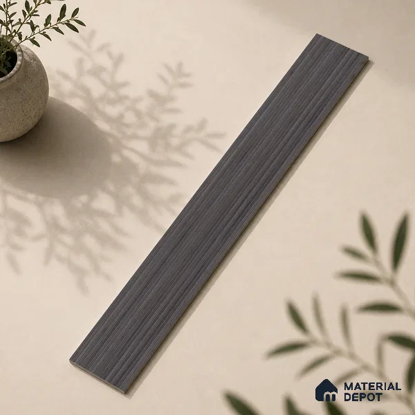 Wooden Look Floor Tile TL 10895 B Striated Wood Charcoal 4 ft x 8 inc Matte Finish Vitrified Tile - 9 mm | 5 Random Design | Suitable For Living Room, Bedroom & Dining Area | 2-3 mm Spacer is Mandatory