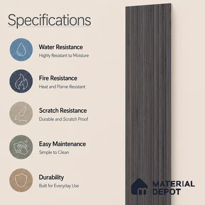 Wooden Look Floor Tile TL 10895 B Striated Wood Charcoal 4 ft x 8 inc Matte Finish Vitrified Tile - 9 mm | 5 Random Design | Suitable For Living Room, Bedroom & Dining Area | 2-3 mm Spacer is Mandatory