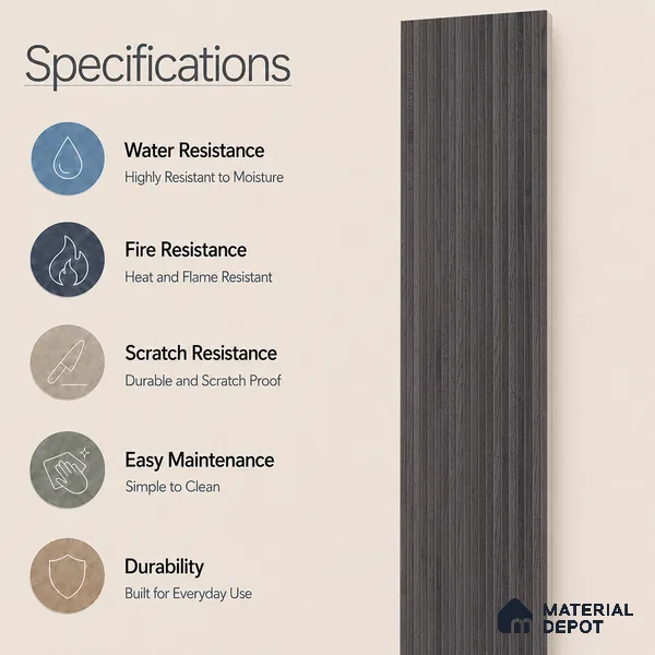 Wooden Look Floor Tile TL 10895 B Striated Wood Charcoal 4 ft x 8 inc Matte Finish Vitrified Tile - 9 mm | 5 Random Design | Suitable For Living Room, Bedroom & Dining Area | 2-3 mm Spacer is Mandatory