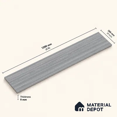 Wooden Look Floor Tile TL 10895 C Striated Wood Silver 4 ft x 8 inc Matte Finish Vitrified Tile - 9 mm | 5 Random Design | Suitable For Living Room, Bedroom & Dining Area | 2-3 mm Spacer is Mandatory
