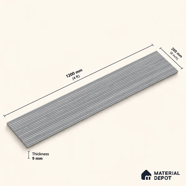 Wooden Look Floor Tile TL 10895 C Striated Wood Silver 4 ft x 8 inc Matte Finish Vitrified Tile - 9 mm | 5 Random Design | Suitable For Living Room, Bedroom & Dining Area | 2-3 mm Spacer is Mandatory