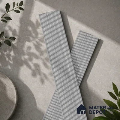 Wooden Look Floor Tile TL 10895 C Striated Wood Silver 4 ft x 8 inc Matte Finish Vitrified Tile - 9 mm | 5 Random Design | Suitable For Living Room, Bedroom & Dining Area | 2-3 mm Spacer is Mandatory