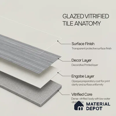 Wooden Look Floor Tile TL 10895 C Striated Wood Silver 4 ft x 8 inc Matte Finish Vitrified Tile - 9 mm | 5 Random Design | Suitable For Living Room, Bedroom & Dining Area | 2-3 mm Spacer is Mandatory