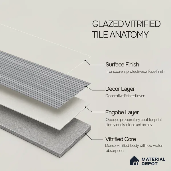 Wooden Look Floor Tile TL 10895 C Striated Wood Silver 4 ft x 8 inc Matte Finish Vitrified Tile - 9 mm | 5 Random Design | Suitable For Living Room, Bedroom & Dining Area | 2-3 mm Spacer is Mandatory