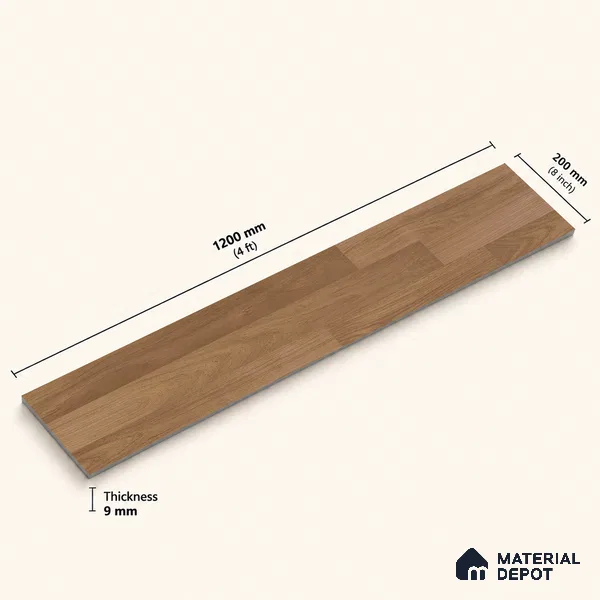 Wooden Look Floor Tile TL 10896 B Entana Wood Natural 4 ft x 8 inc Matte Finish Vitrified Tile - 9 mm | 6 Random Design | Suitable For Living Room, Bedroom & Dining Area | 2-3 mm Spacer is Mandatory