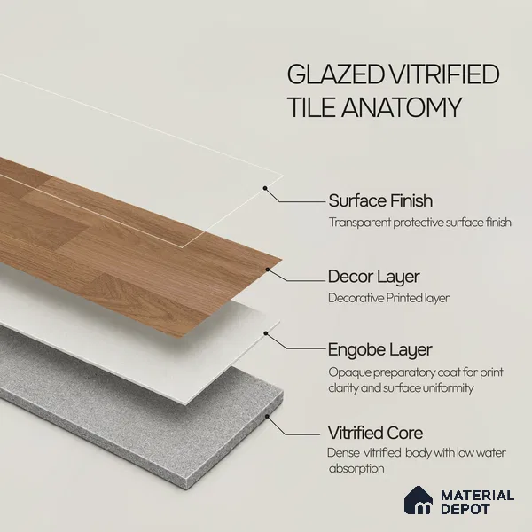 Wooden Look Floor Tile TL 10896 B Entana Wood Natural 4 ft x 8 inc Matte Finish Vitrified Tile - 9 mm | 6 Random Design | Suitable For Living Room, Bedroom & Dining Area | 2-3 mm Spacer is Mandatory