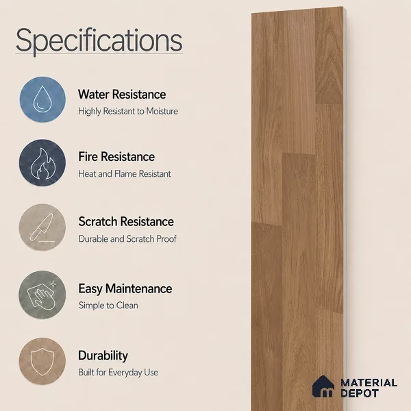 Wooden Look Floor Tile TL 10896 B Entana Wood Natural 4 ft x 8 inc Matte Finish Vitrified Tile - 9 mm | 6 Random Design | Suitable For Living Room, Bedroom & Dining Area | 2-3 mm Spacer is Mandatory